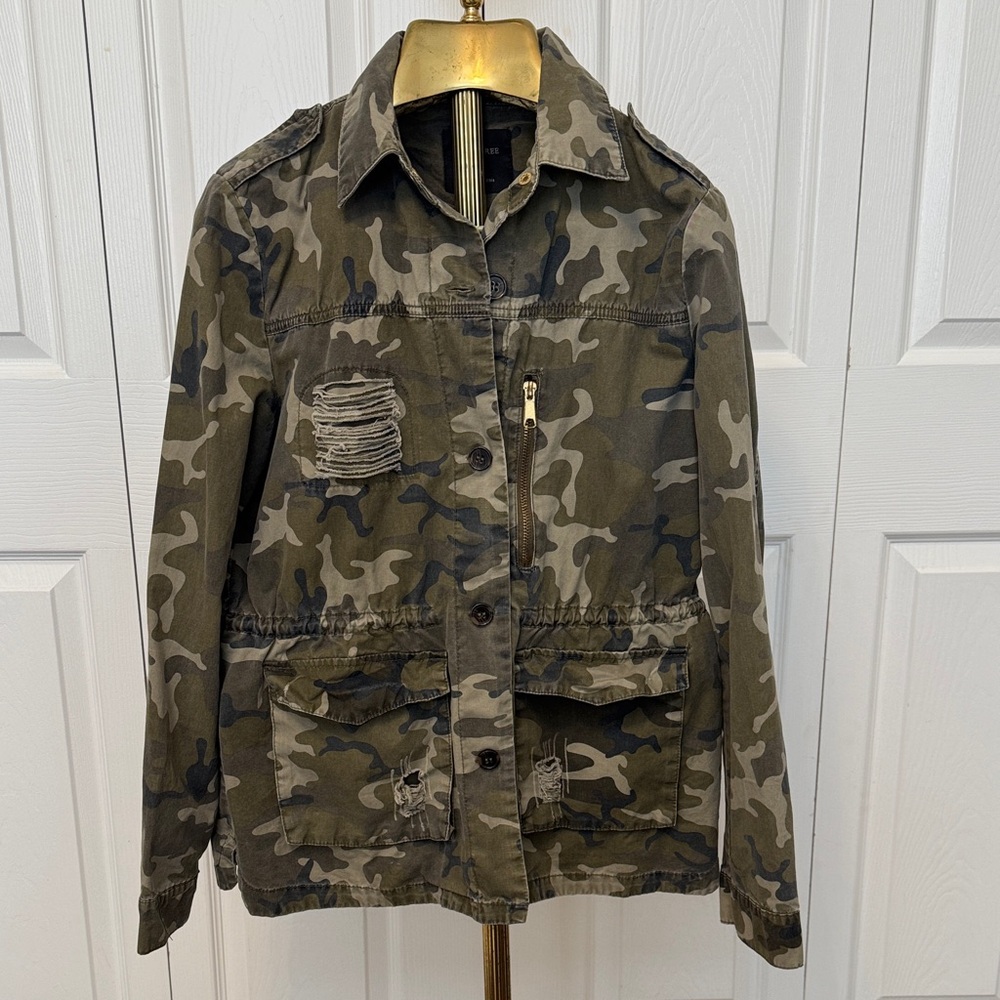 Women’s LoveTree Camouflage Utility Jacket Olive Green Camo Sz L